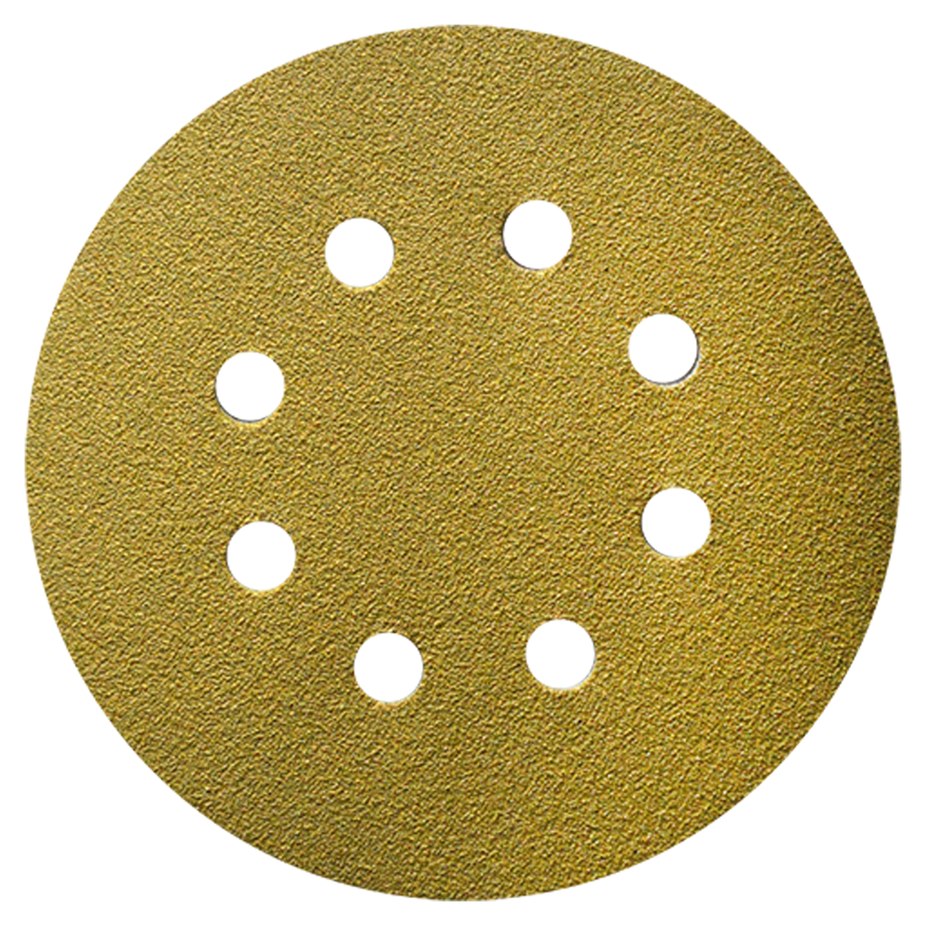 DISCO DE LIJA DE 5" G. OA-120 RESP. PAPEL, VELCRO. C/8 HOYOS