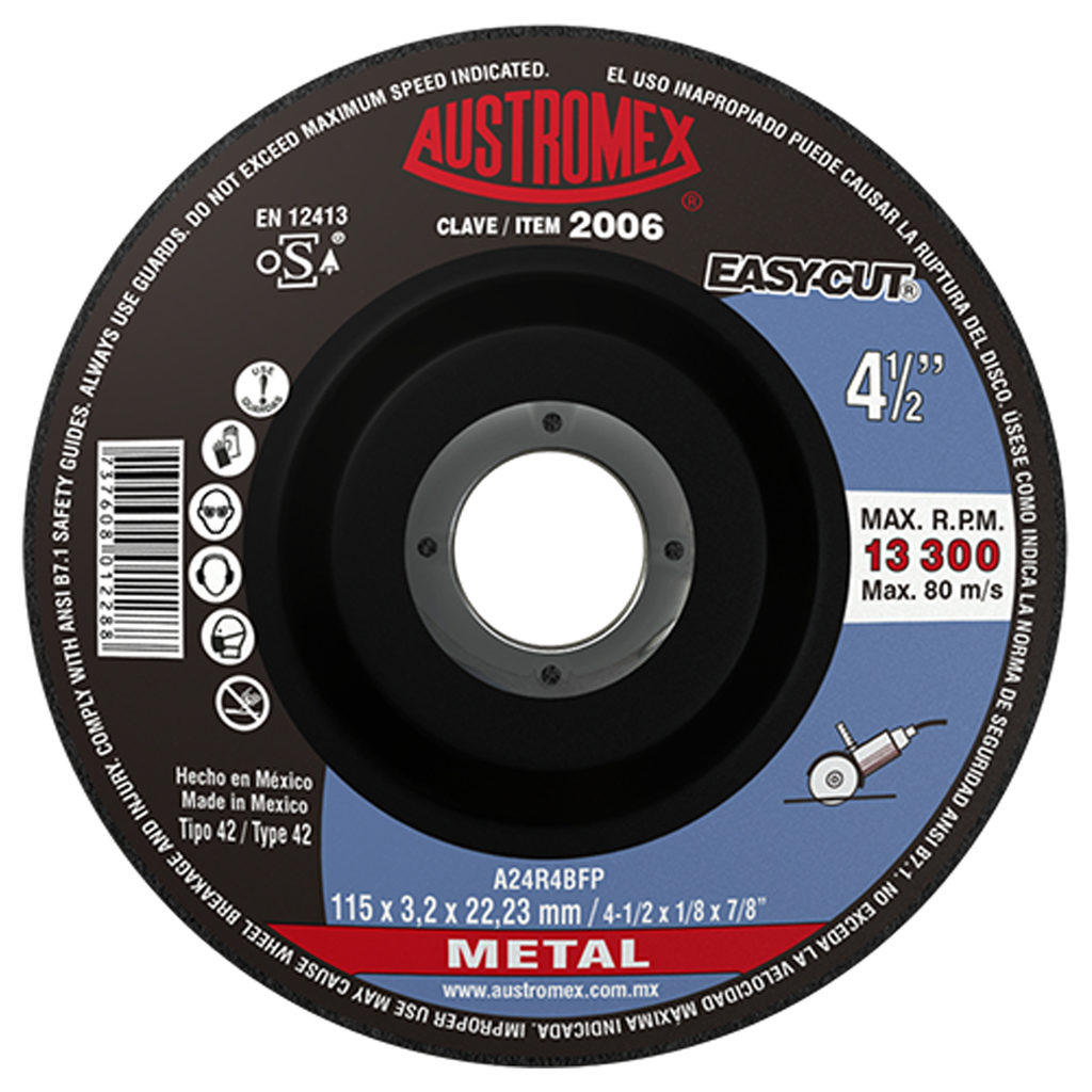 DISCO T-27 CORTE Y DESBASTE 4 1/2"X1/8"X7/8" EASY CUT (556)