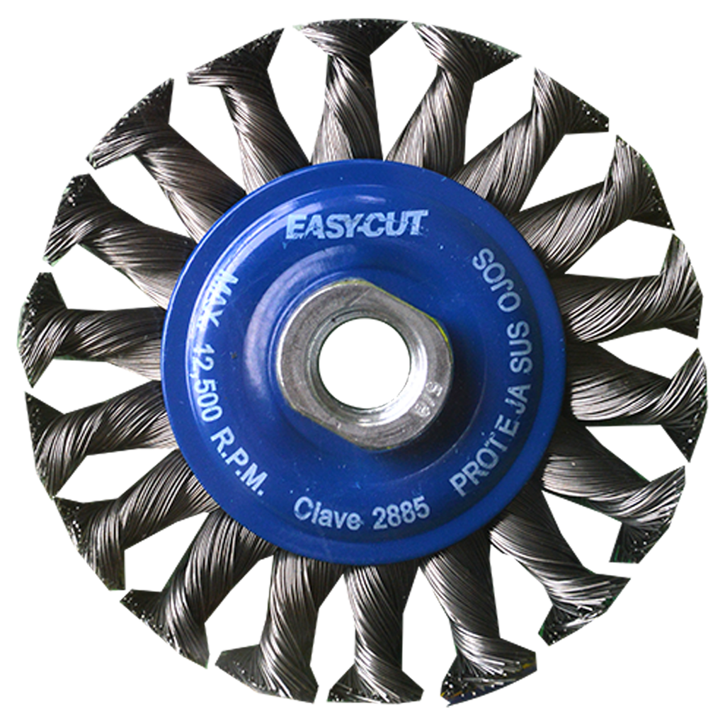 CARDA CIRCULAR TRENZADO 4" X 0.014 X 5/8 ACERO AL CARBON