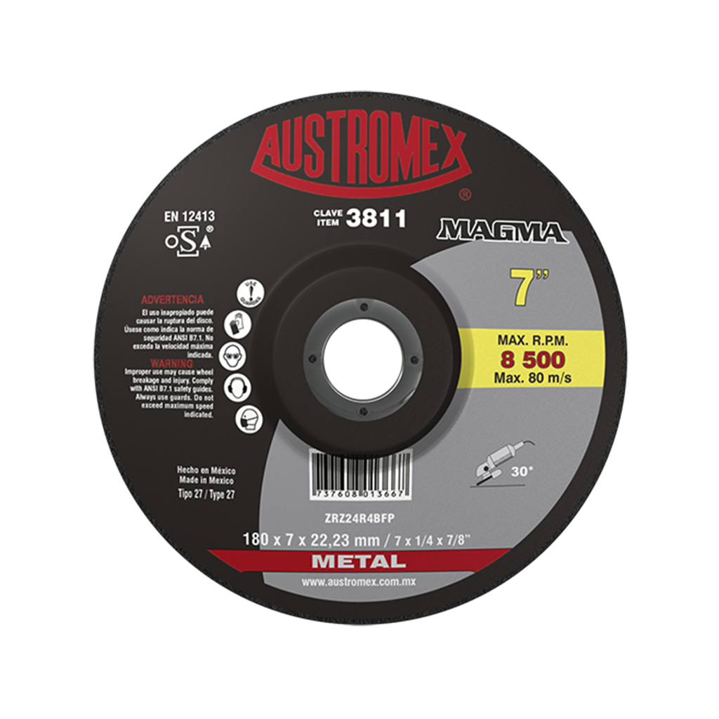 DISCO T-27 DESBASTE 7" X1/4" X 7/8" A30 PLUS