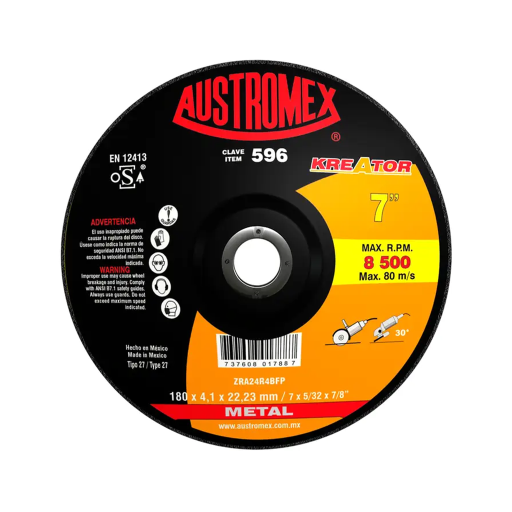 DISCO T-27 CORTE Y DESBASTE 7" X 5/32" X 7/8" (380)