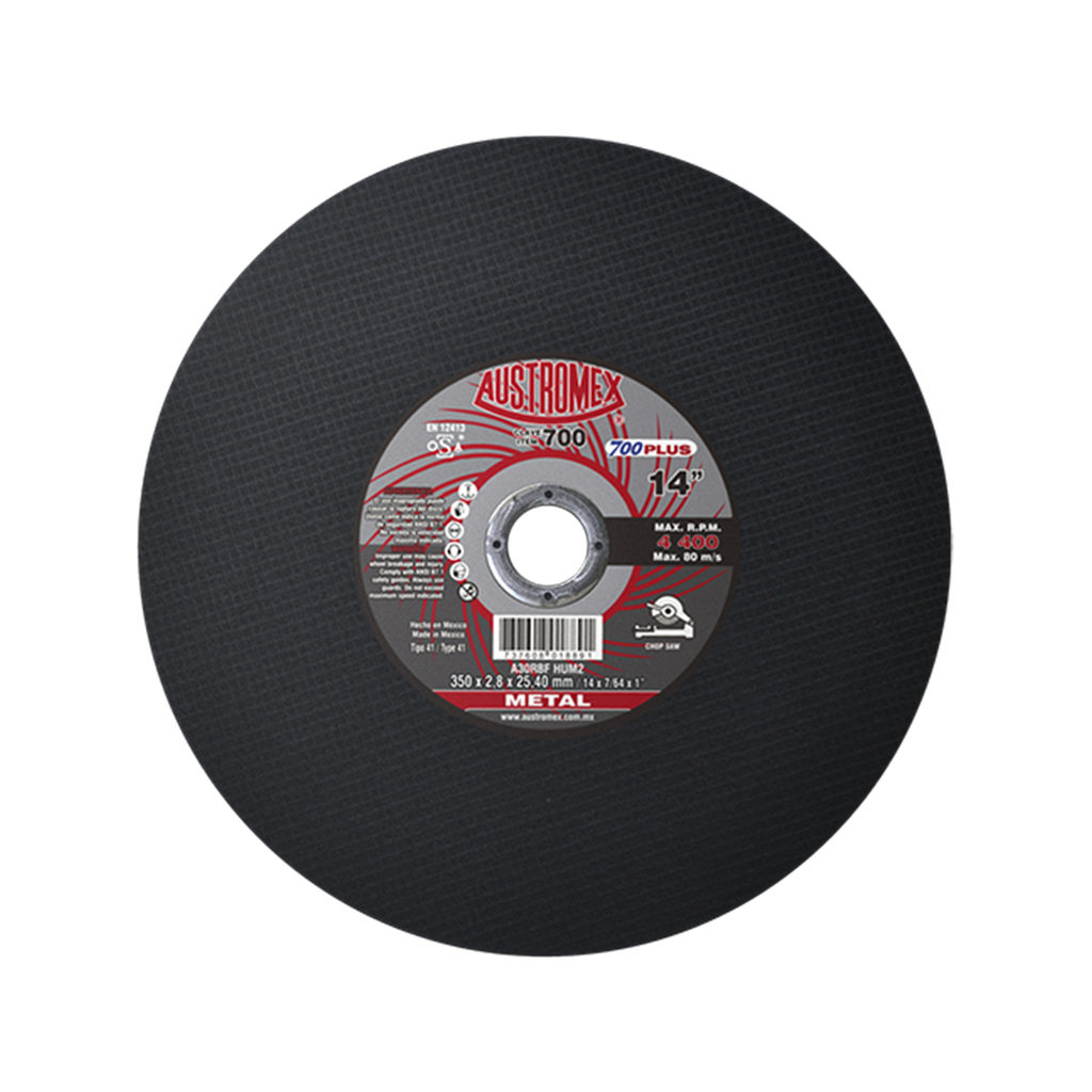 DISCO DE CORTE DE 14" X 7/64" X 1" REFUERZOS LATERAL HUECOS