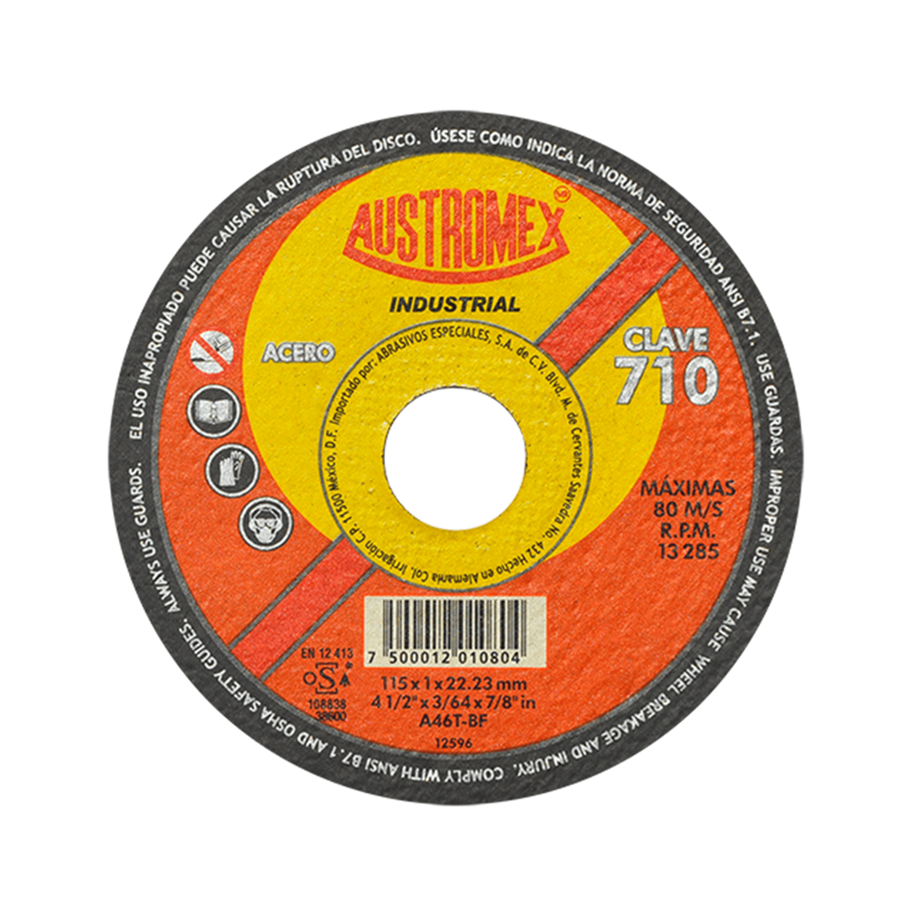 DISCO DE CORTE 4 1/2 X 3/64 X 7/8 A.C. INDUSTRIAL PZA