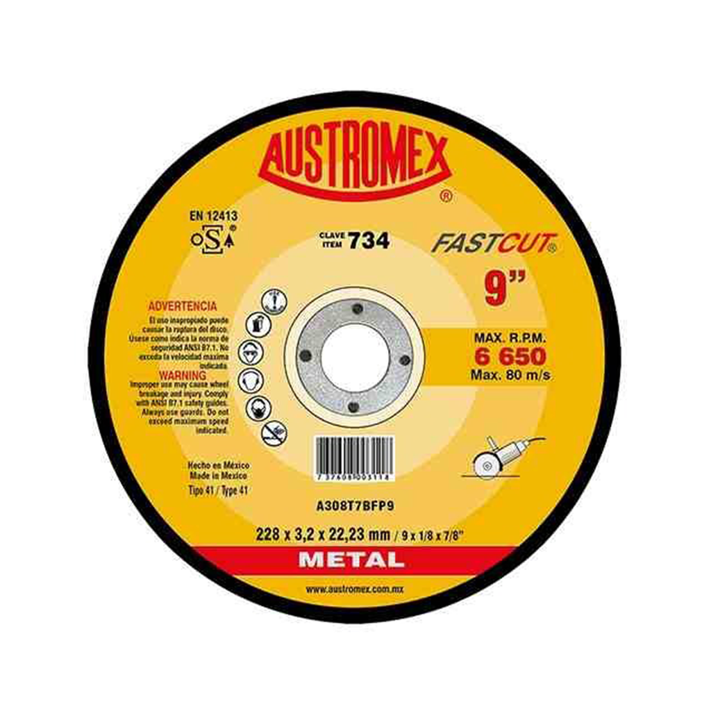 DISCO DE CORTE 9 X 1/8 X 7/8 A30 METAL ESM. PORTATIL