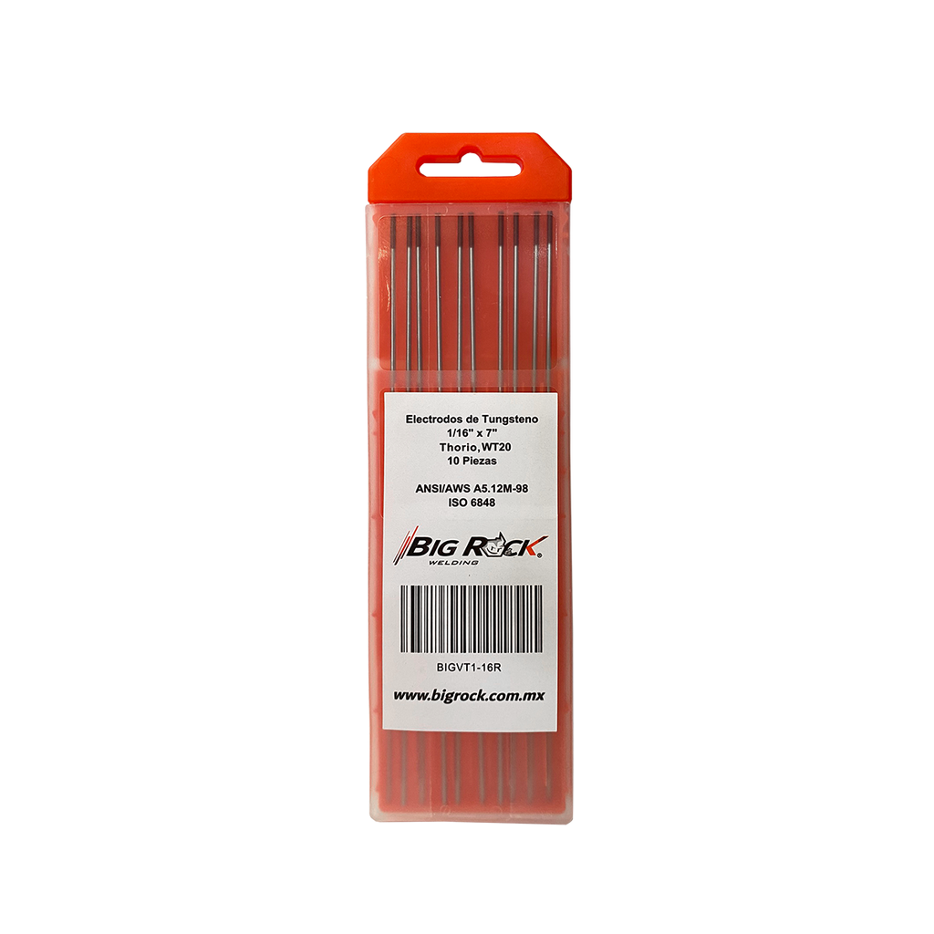 VARILLA DE TUNGSTENO 1/16" X 7" 2% THORIO
