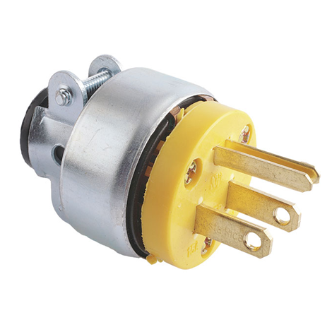 CLAVIJA BLINDADA 15A 125V NEMA 5-15P AMARILLA