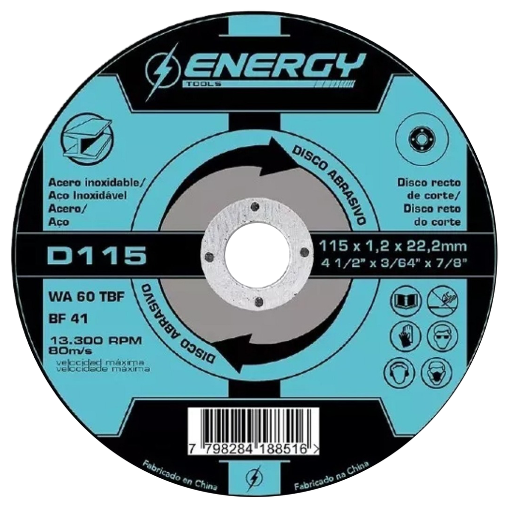 DISCO CORTE T41 4 1/2 X 3/64 X 7/8 ACERO INOXIDABLE  11512