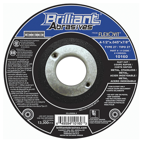 DISCO CORTE T41 4 1/2 X 045 X 7/8 ACERO INOXIDABLE  BRILLIANT