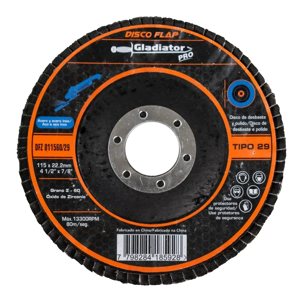 [GLA811560] DISCO LAMINADO 4 1/2" G 60 ZIRCONIA (DFZ811560/29) GLADIATOR