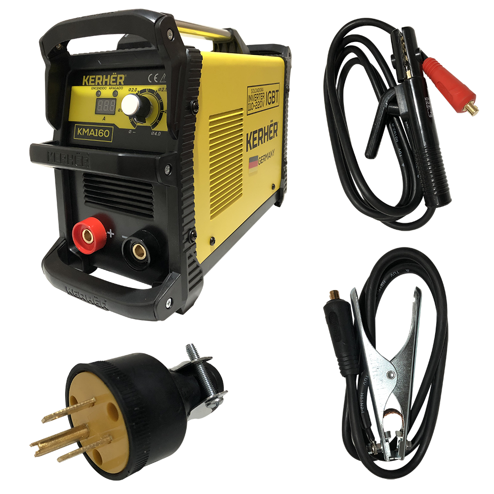 SOLDADORA INVERSOR 160A 110/220V MMA KMA160 AMARILLA KERHER