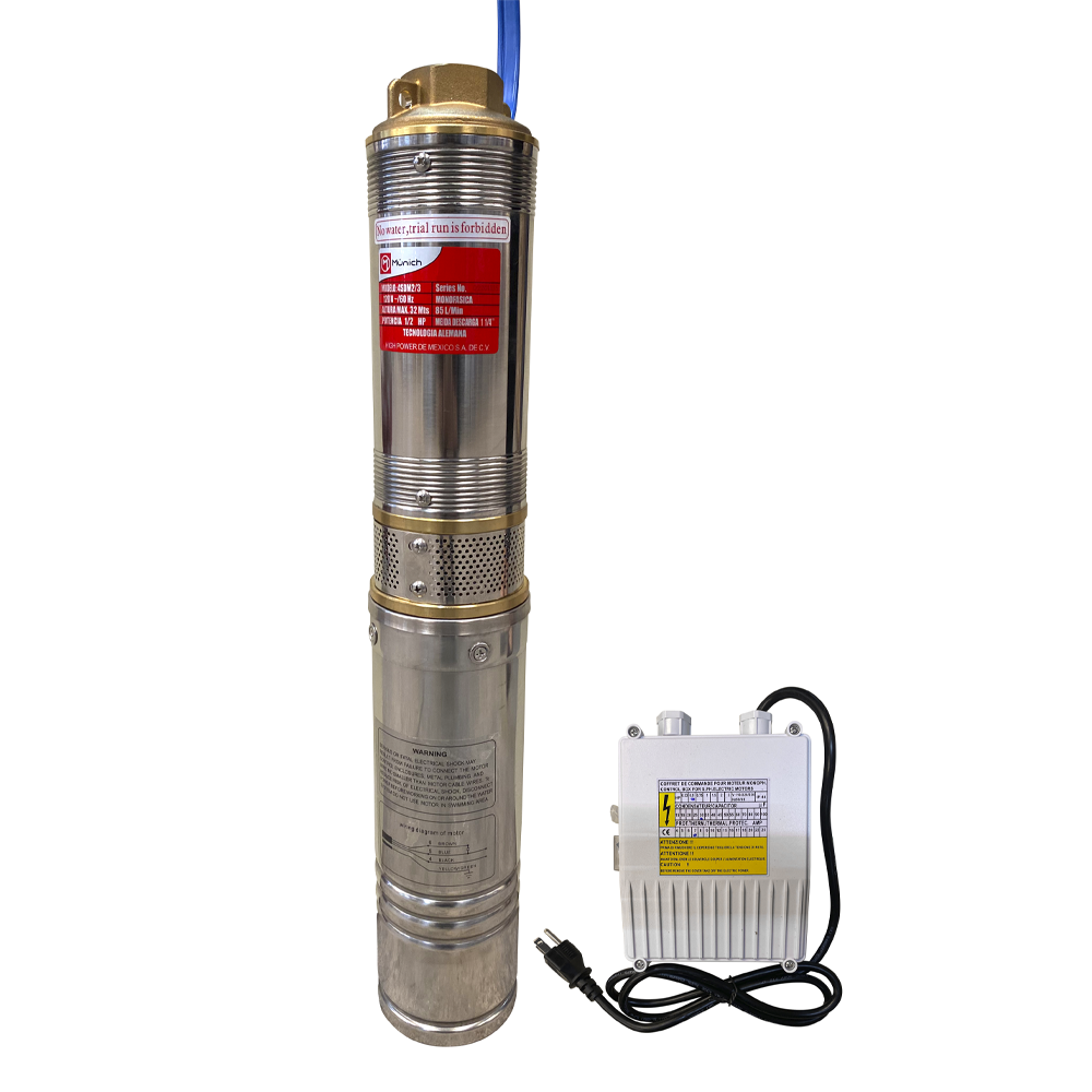 BOMBA SUMERGIBLE POZO 1/2HP TIPO BALA 65MT 63L
