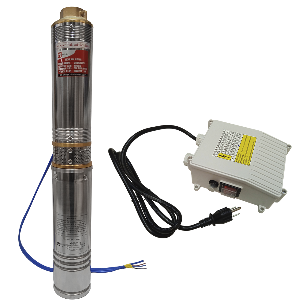 BOMBA SUMERGIBLE POZO 3/4 HP TIPO BALA 53 MTS 100 L/MIN