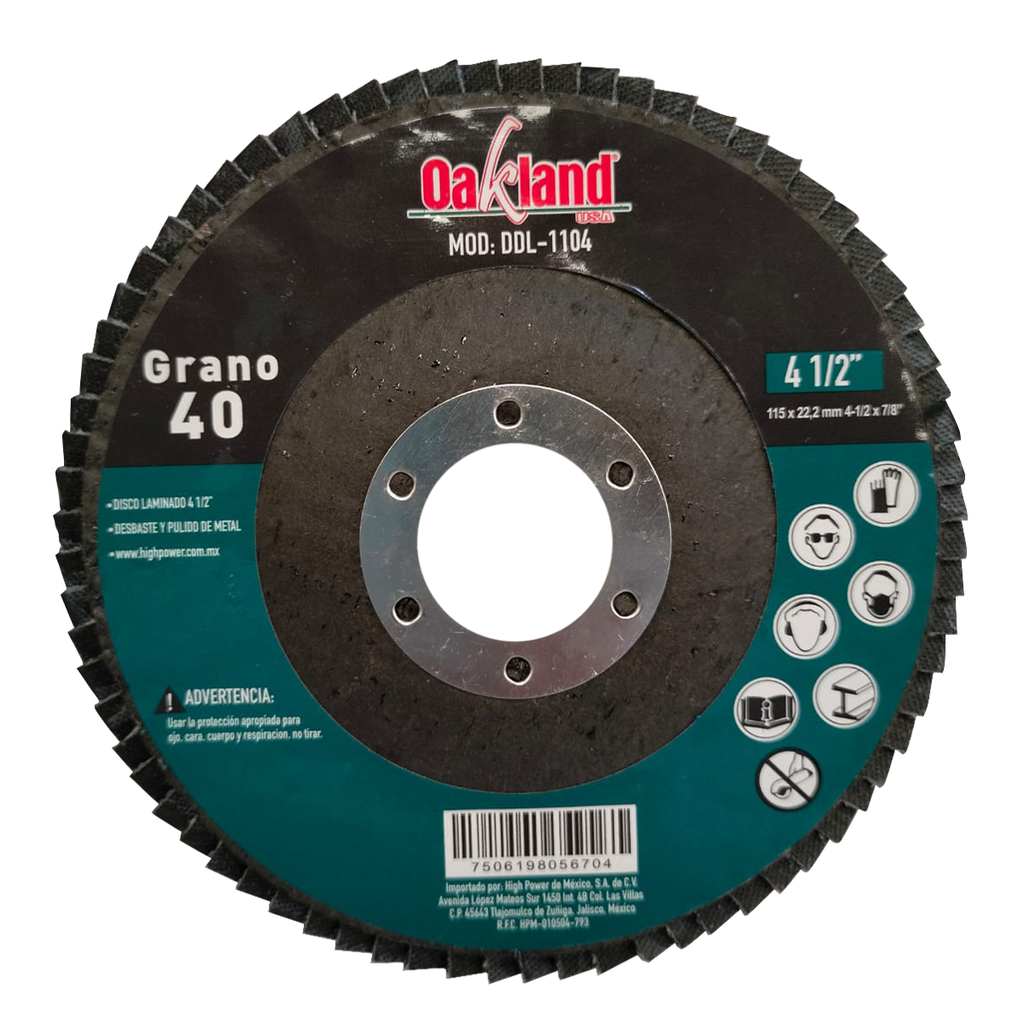 DISCO LAMINADO METAL 4 1/2" GRANO 40 ZIRCONIA