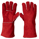 GUANTE DE CARNAZA AFELPADO LARGO HILO KEVLAR ROJO