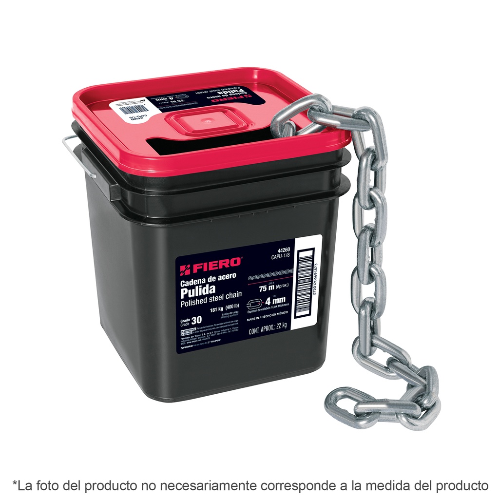 CADENA PULIDA 5/16" G-30; CUB 27.20KG; 20MTS (44263)