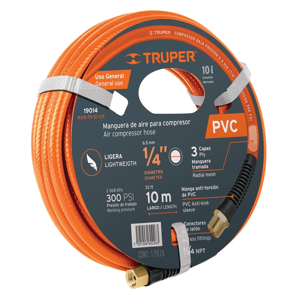 MANGUERA DE PVC 1/4" X 15MTS. PARA COMPRESOR (19015)