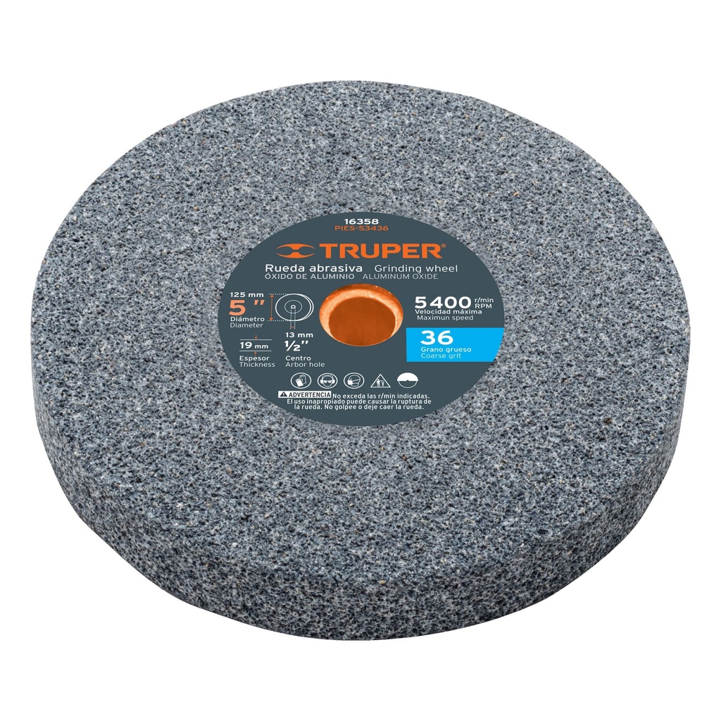 PIEDRA P/ESMERIL 5 X 3/4"OXIDO DE ALUMINIO GRANO 36 (16358)