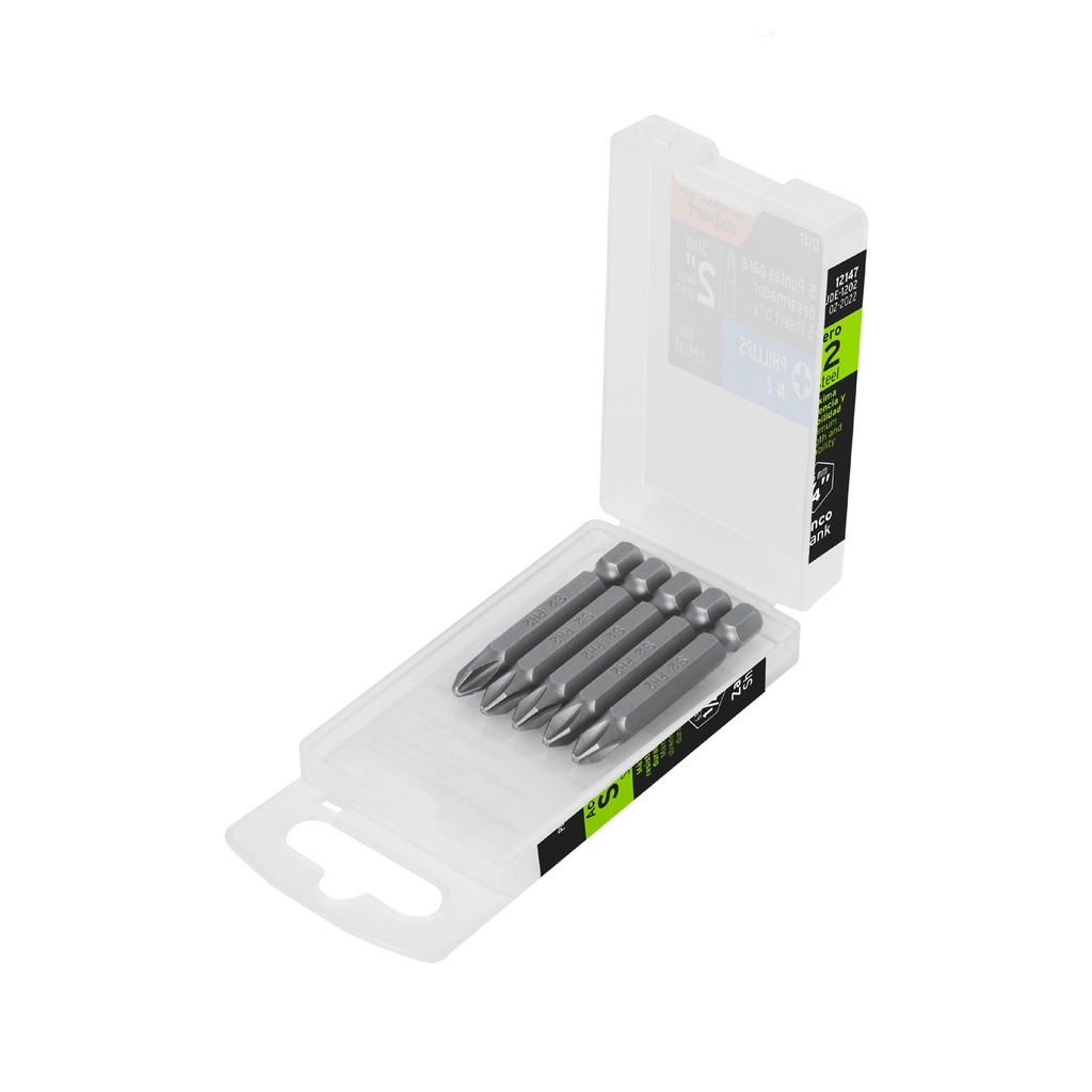 [TRUPUDE-1202] PUNTAS PARA DESARMADOR PHILLIPS PH2, 2", 5 PIEZAS (12147)