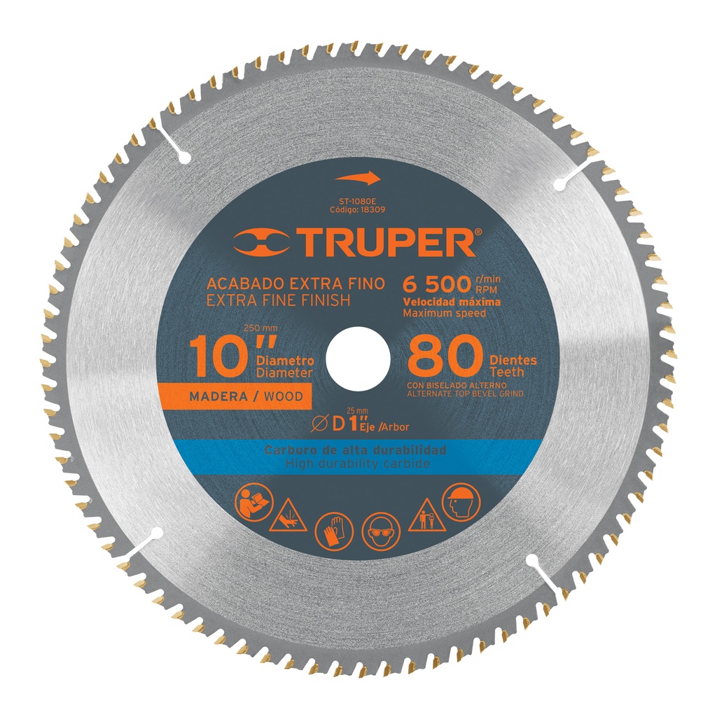 SIERRA CIRCULAR 10" X 1" 80 DIENTES P/MADERA(18309)