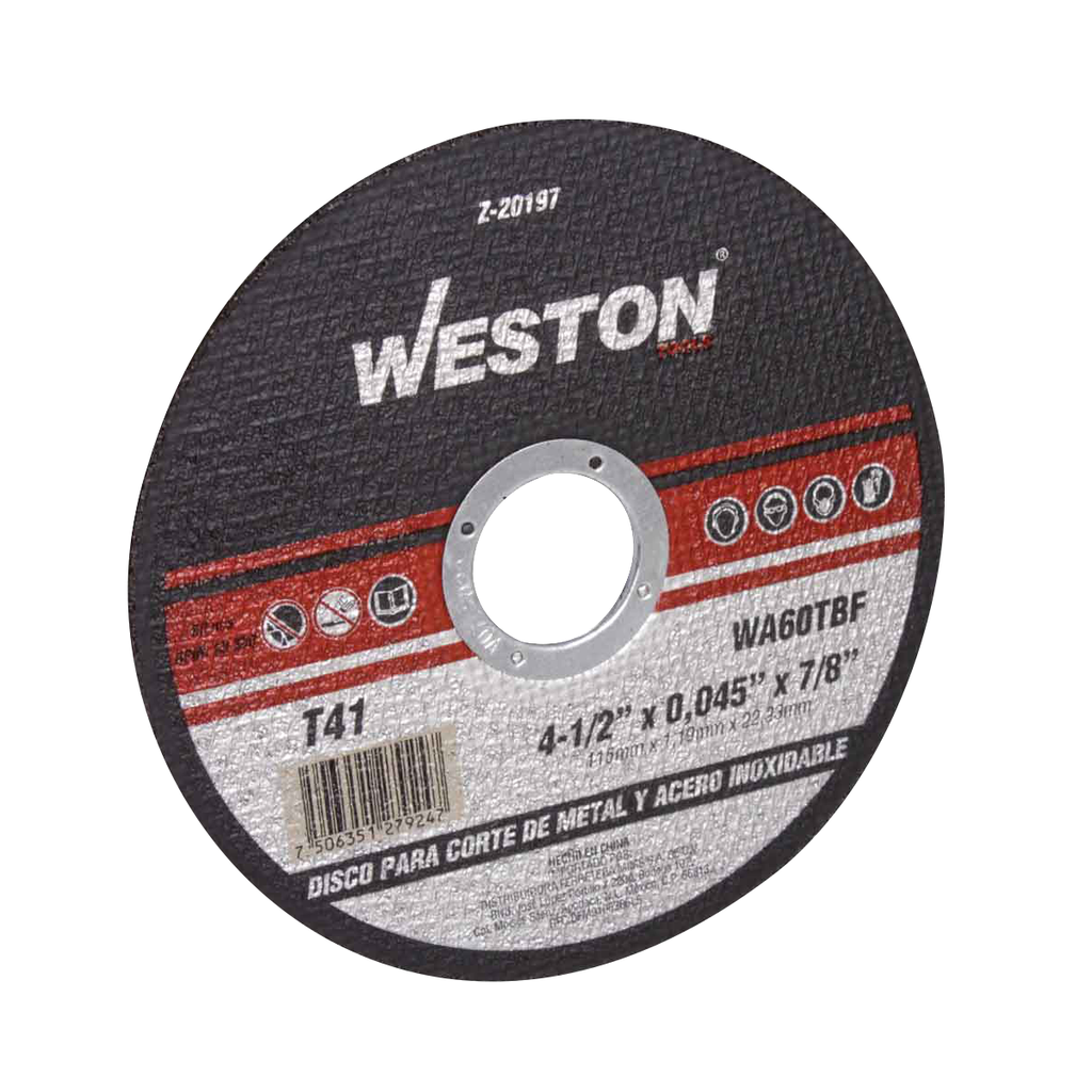 DISCO D/CORTE P/INOX Y METAL 4-1/2""x0.045""(1.4)x7/8"" F41