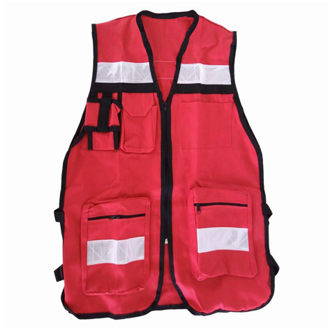 CHALECO RESCATISTA GABARDINA ROJO REFLEJANTE