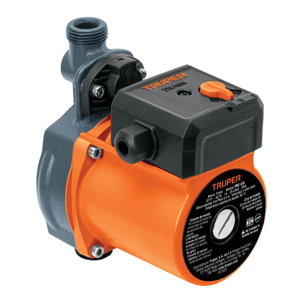 BOMBA PRESURIZADORA 1/6 HP 20L/MIN A9MTRS 1/2NPT 127V(14635)