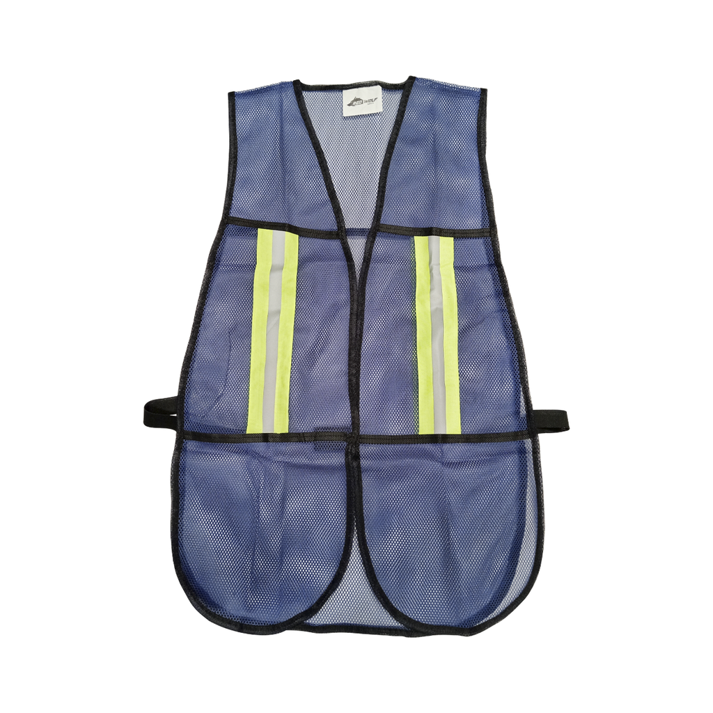 CHALECO MALLA AZUL REFLEJANTE VELCRO AJUSTE FRONTAL