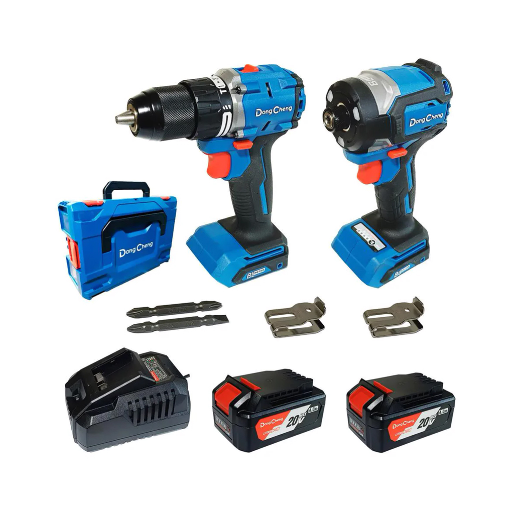 KIT ROTOMARTILLO 1/2 0-2300RPM ATORNILLADOR 1/4 208N-M 20V BRUSHLESS CARGADOR/BATERIAS/CAJA