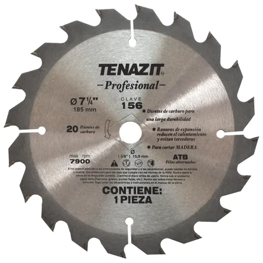 [AUS156] SIERRA METALICA PARA CORTE 7-1/4X5/8,20D DE CARBURO