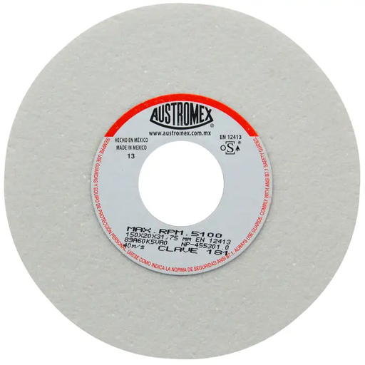 [AUS181] RUEDA T-1 DE 6"X3/4"X1-1/4" G°60 89A BLANCA