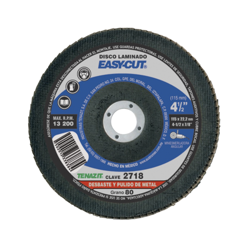 [AUS2718] DISCO LAMINADO T-29 4 1/2" X 7/8" GRANO 80 EASY-CUT