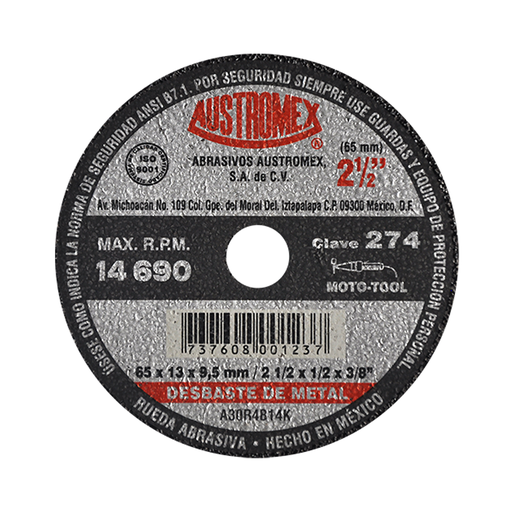 [AUS274] RUEDA PARA MOTOTUL 2-1/2 X 1/2 X 3/8 G30 T1 RESINOSA