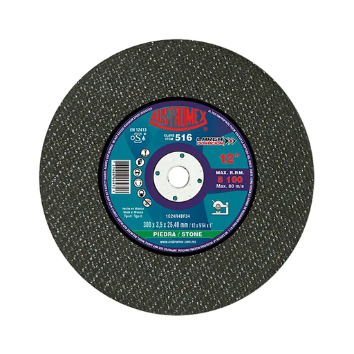 [AUS516] DISCO DE CORTE T-41 DE 12" X 9/64" X 1" PIEDRA LARGA DURACION