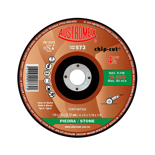 [AUS573]  DISCO CORTE T41 4 1/2 X 1/16 X 7/8 PIEDRA CHIPCUT
