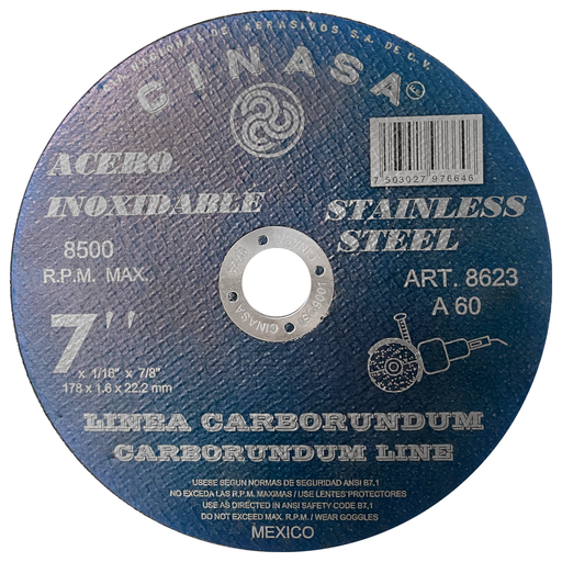 [CIN8623] DISCO CORTE T41 7 X 1/16 X 7/8 ACERO INOXIDABLE