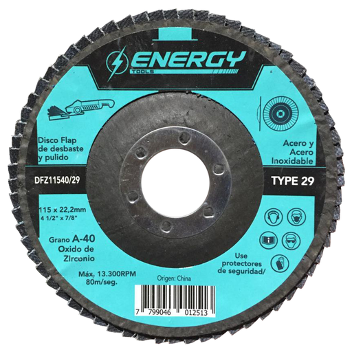 [ENE11540] DISCO LAMINADO 4 1/2" G 40 ZIRCONIA