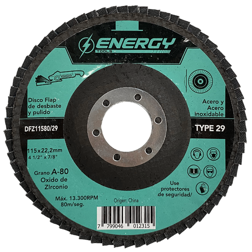 [ENE11580] DISCO LAMINADO 4 1/2" G°80 ZIRCONIA