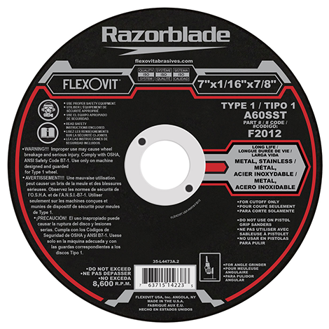 [FLEF2012]  DISCO CORTE T41 7 X 1/16 X 7/8 ACERO INOXIDABLE 