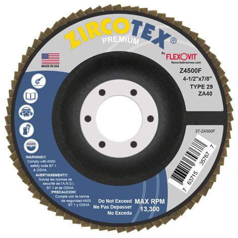 [FLEZ4500F] DISCO LAMINADO T-29 4-1/2" X 7/8" ZA-40 ZIRCOTEX PZA