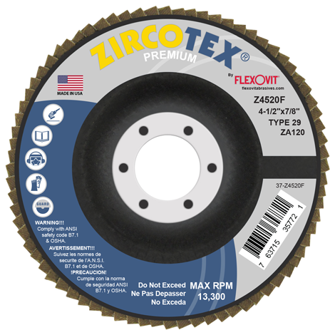 [FLEZ4520F] DISCO LAMINADO T-29 4-1/2" X 7/8" ZA-120 ZIRCOTEX PZA