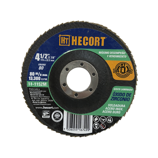 [HEC111152M] DISCO LAMINADO T-29 DE 4-1/2" X 7/8" G. Z-80 (11-1152M)