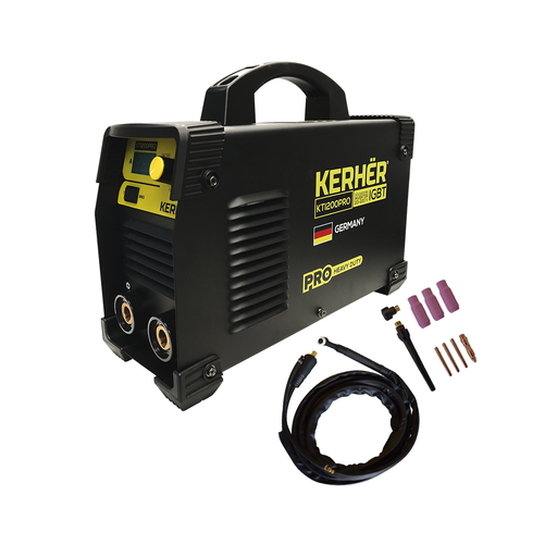 [KERKTI200PROKIT] SOLDADORA INVERSOR 200A 110/220 + ANTORCHA TIG KERHER NEGRA
