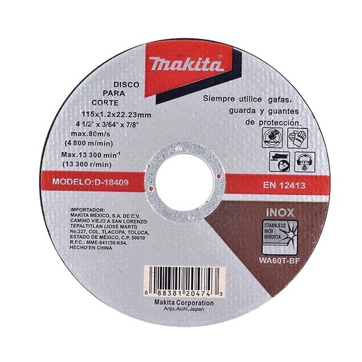 [MAKD-18409] DISCO DE CORTE INOX 4-1/2"X0.045