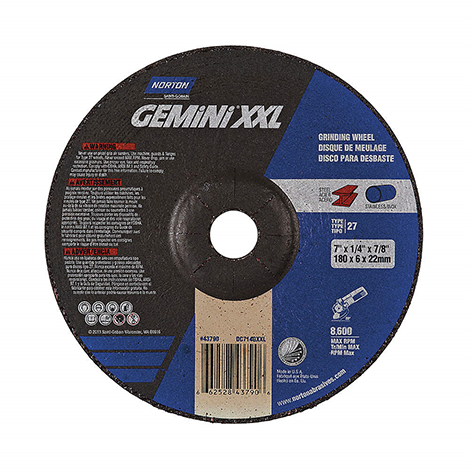 [NOR43790] DISCO T-27 DESBASTE 7" X 1/4 X 7/8 GEMINI XXL (66252940098)