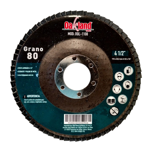 [OAKDDL1108] DISCO LAMINADO METAL 4 1/2" GRANO 80 ZIRCONIA