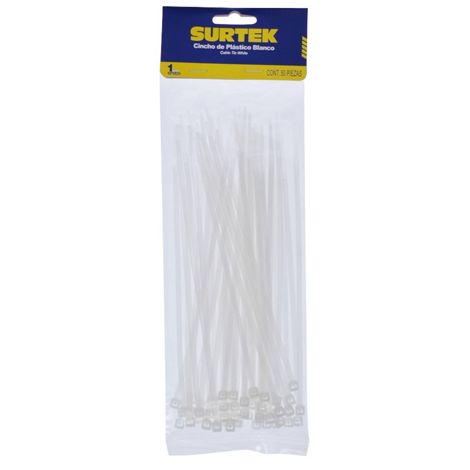 [SUR114204] CINCHO DE PLASTICO 150X3.6MM NATURAL(BOLSA 50PZAS.) PZA