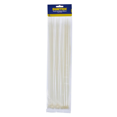 [SUR114212]  CINCHO PLASTICO 300MMX4.6MM BLANCO 50PIEZAS