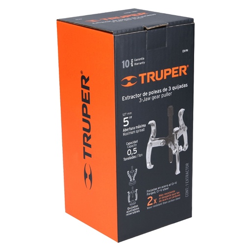 [TRUEX-P4] EXTRACTOR DE POLEAS 3 BRAZOS 4" BLISTER (14503) PZA