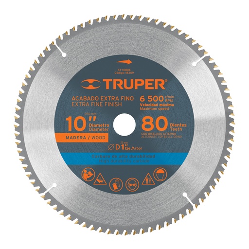 [TRUST-1080E] SIERRA CIRCULAR 10" X 1" 80 DIENTES P/MADERA(18309)
