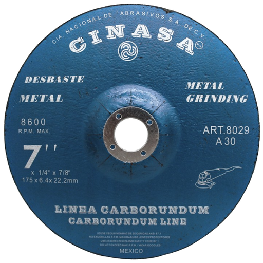 [CIN8029] DISCO T-27 DESBASTE 7 X 1/4 X 7/8 A30 LINEA ECONOMICA PZA